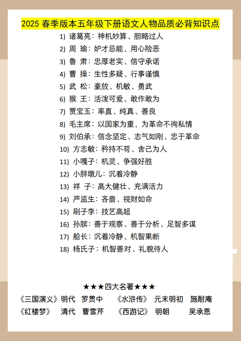 25春新版★四年级下册语文-课文说明道理知识归纳