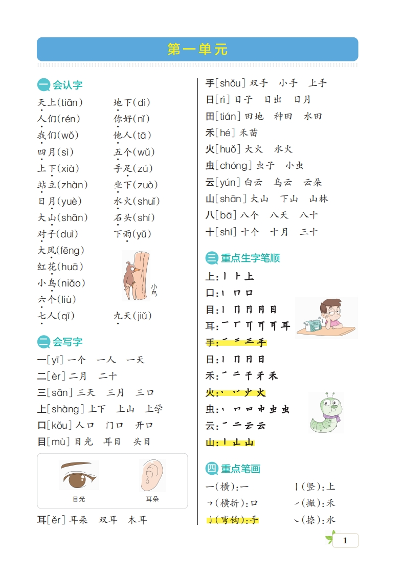 一上语文（核心考点梳理）