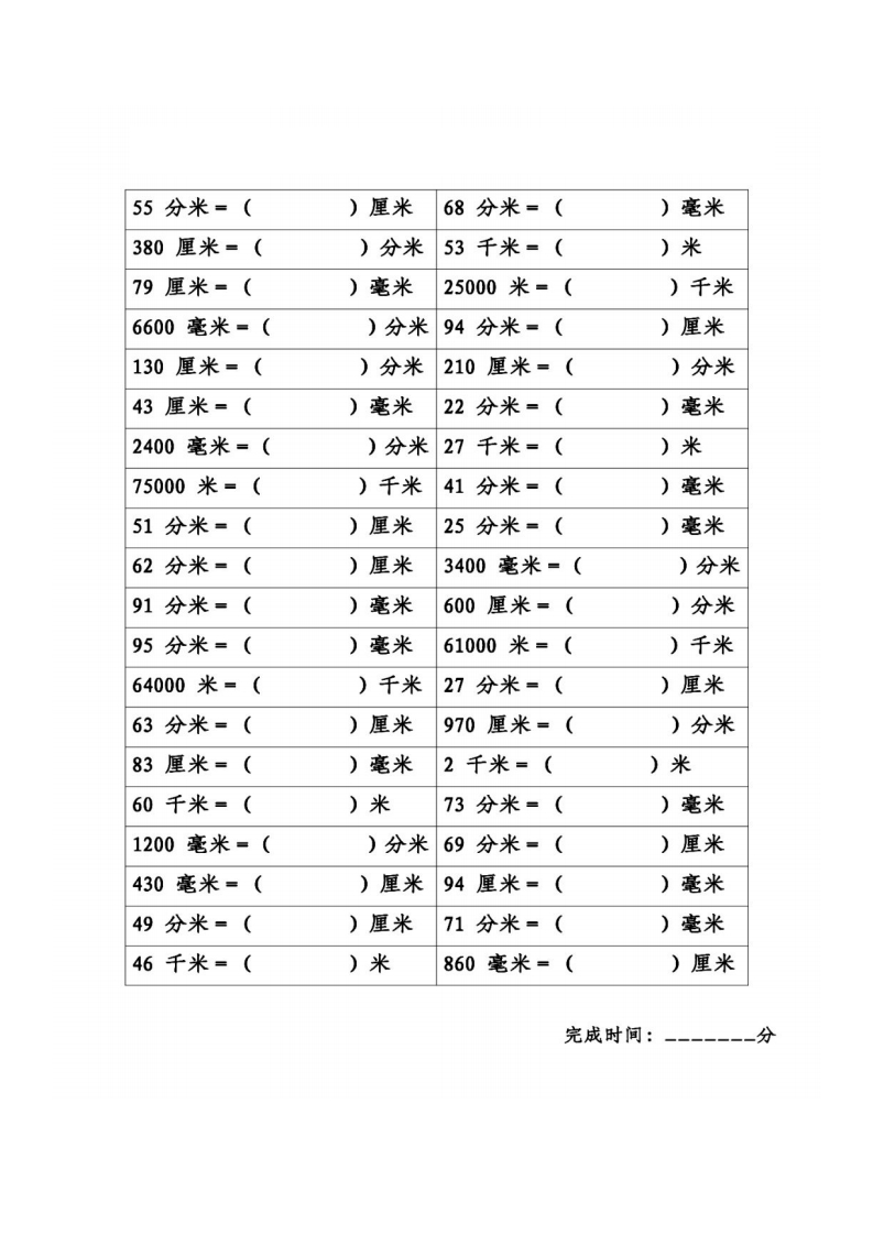 二-下-数学易错题《长度单位换算》专项练习-4.20
