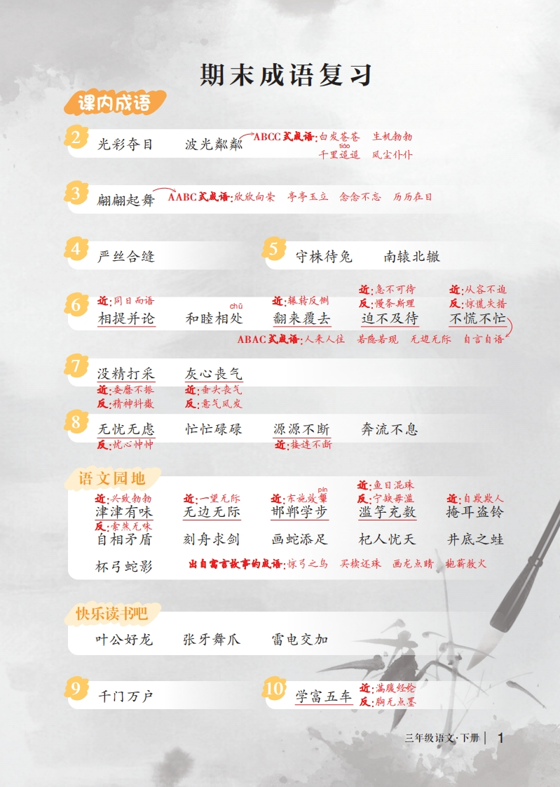 状元语文笔记（期末成语复习）